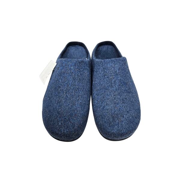 NEW Strole 11 heather Navy Blue Scuff Mule Slipper Wool Blend Comfort Casual